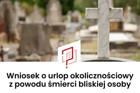 Cmentarz z krzyżem i nagrobkami. Wniosek o urlop okolicznościowy z powodu śmierci rodzica.