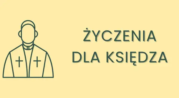 Ilustracja przedstawia sylwetkę księdza i napis "Życzenia dla księdza". Idealne cytaty na pożegnanie księdza.