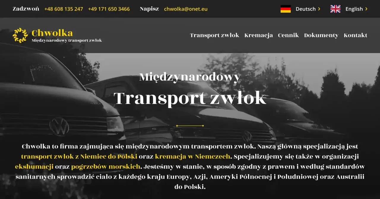 Firma Chwolka specjalizuje się w międzynarodowym transporcie zwłok, odpowiadając na pytanie, kto pokrywa koszty sprowadzenia zwłok z zagranicy.